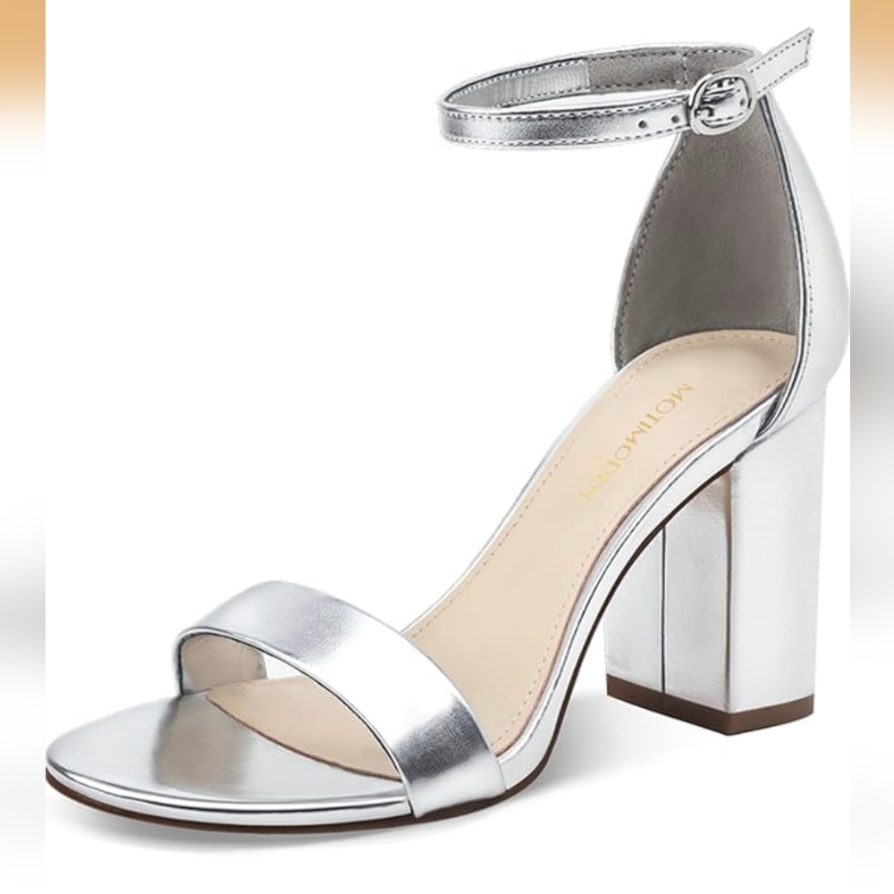 Women's Sandals Open Square Toe Sandals Ankle Strap High Kitten Heels Stilettos